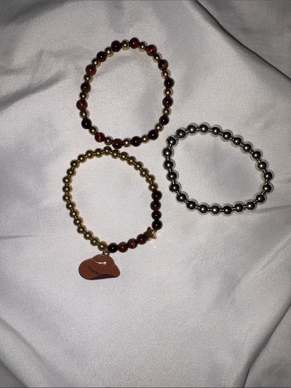 Gold and Brown Beaded Bracelet Set - Women’s Jewelry